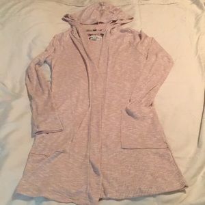 Ribbed, lightweight, hooded cardigan